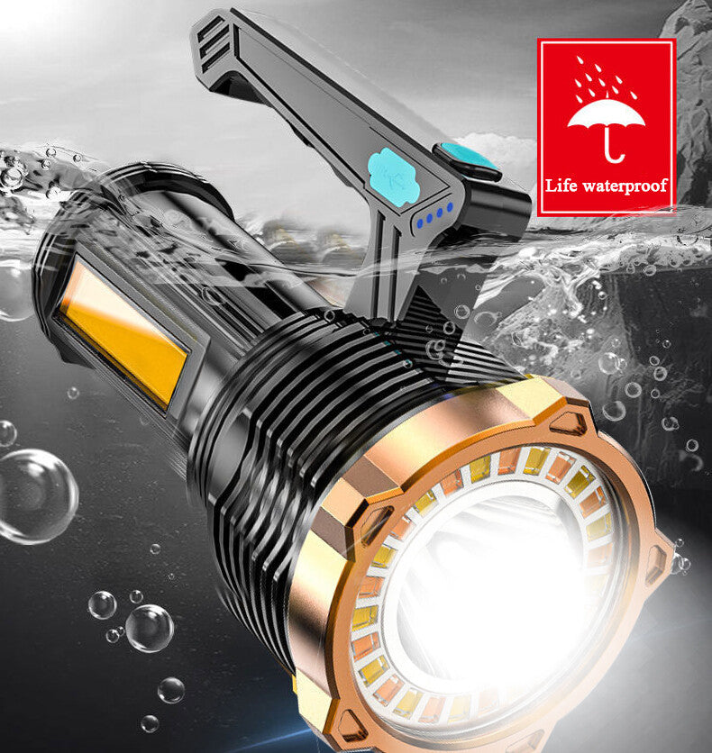 USB Rechargeable LED Flashlight with COB Side Light and Multiple Light Modes for Outdoor and Emergency Use