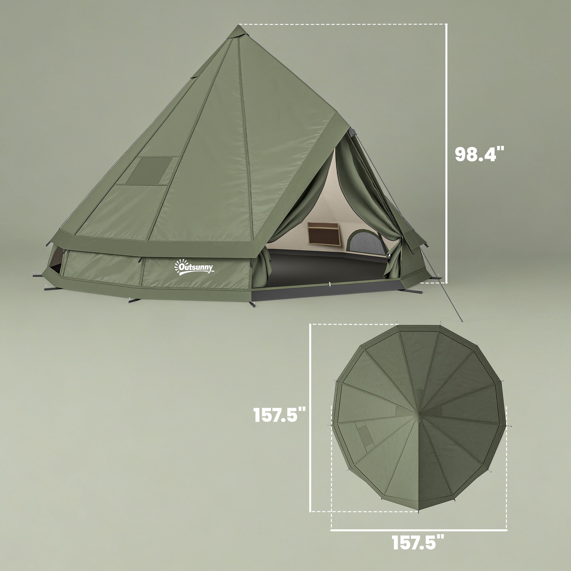 4–6 Person Teepee Camping Tent with Stove Jack and Waterproof Design