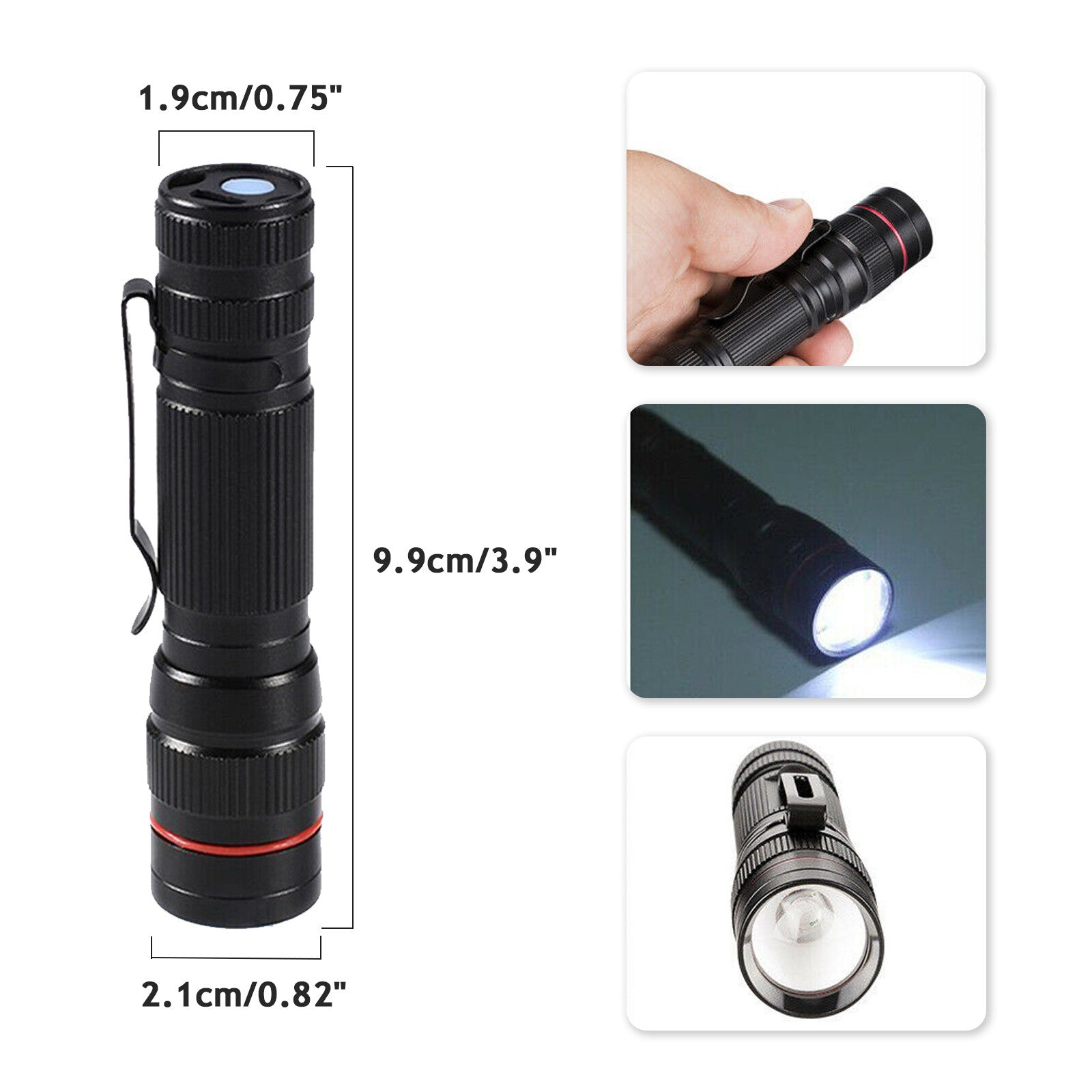 USB Rechargeable LED Flashlight with Adjustable Focus and Multiple Light Modes for Outdoor and Emergency Use