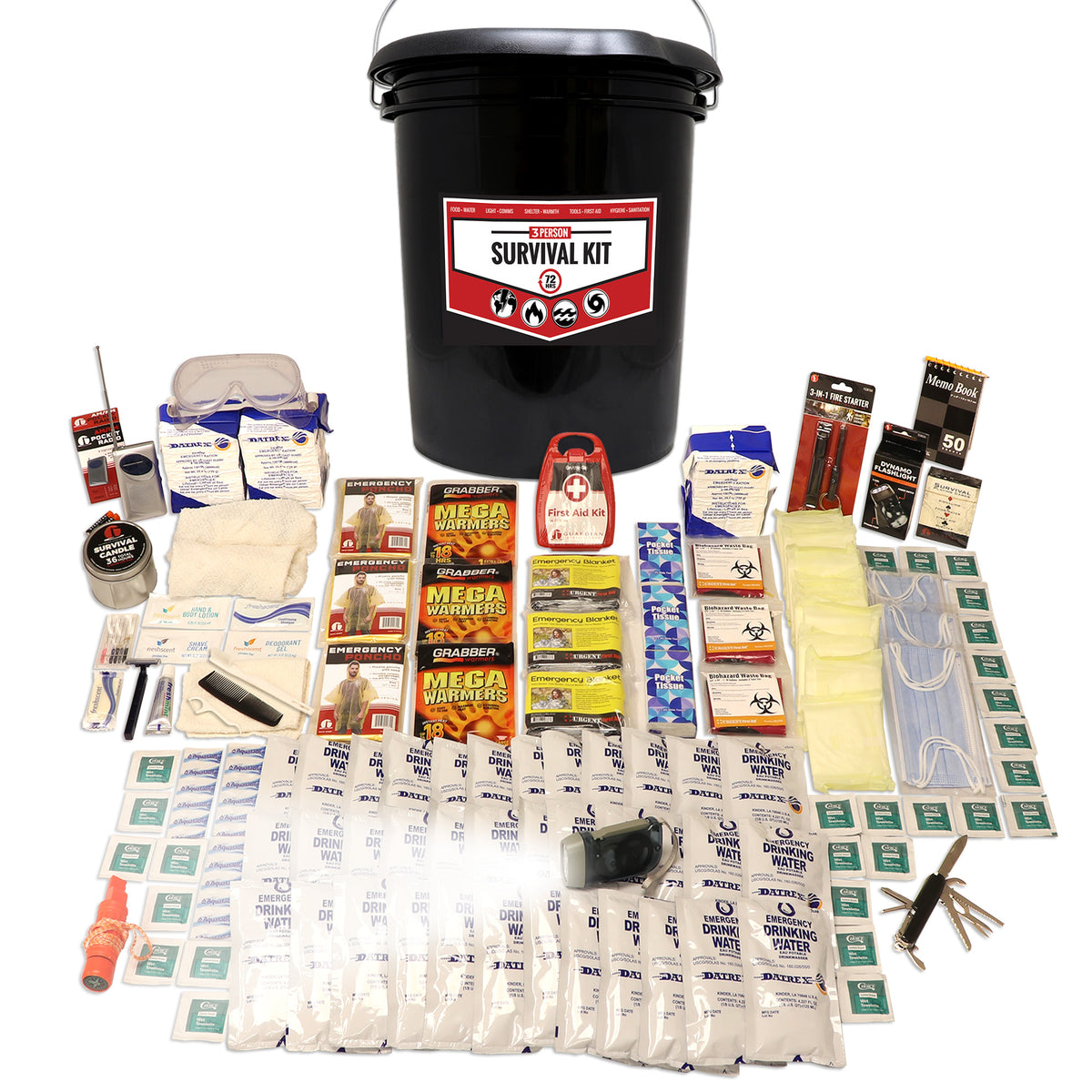 3 Person 72-Hour Essential Survival Kit with First Aid