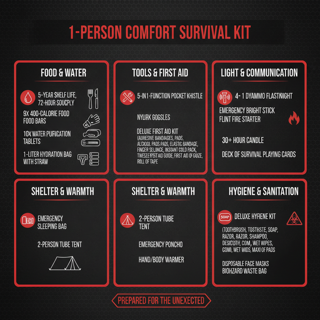 Comfort Survival Kit Contents Infographic
