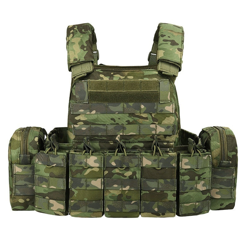 Camouflage Outdoor Utility Vest with Multiple Pockets Breathable 1000D Polyester for Hiking and Camping