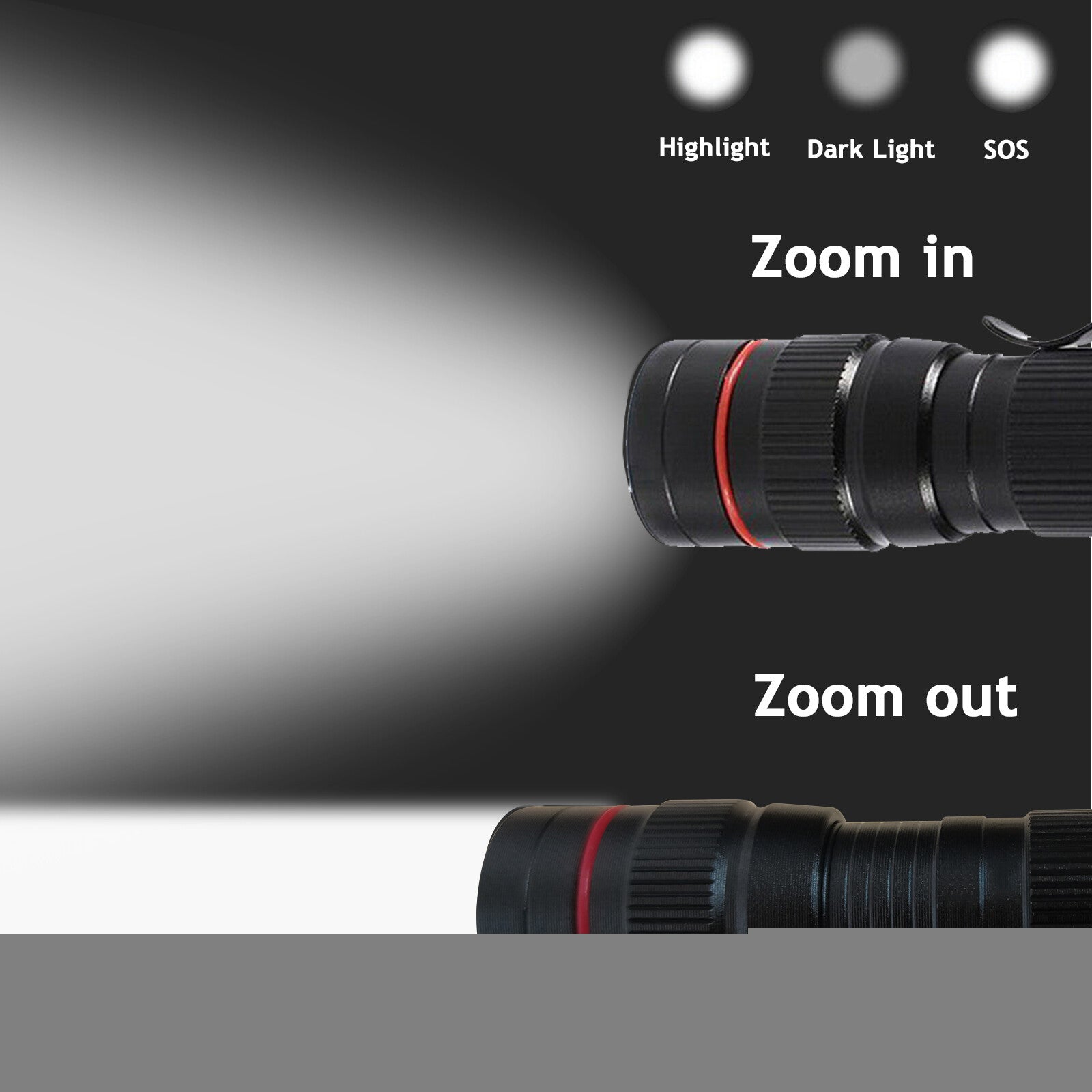 USB Rechargeable LED Flashlight with Adjustable Focus and Multiple Light Modes for Outdoor and Emergency Use