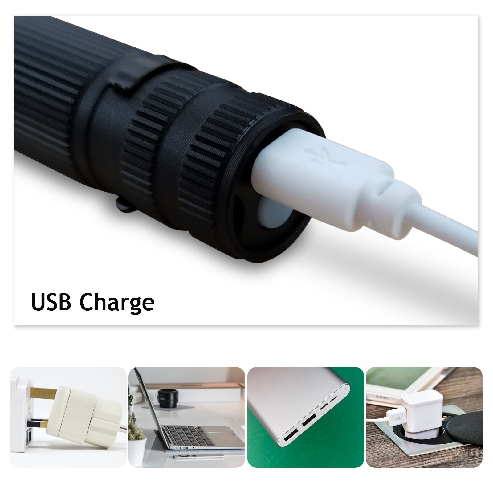 USB Rechargeable LED Flashlight with Adjustable Focus and Multiple Light Modes for Outdoor and Emergency Use