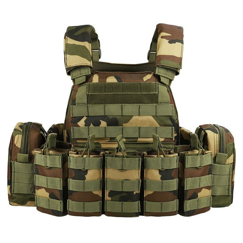 Camouflage Outdoor Utility Vest with Multiple Pockets Breathable 1000D Polyester for Hiking and Camping