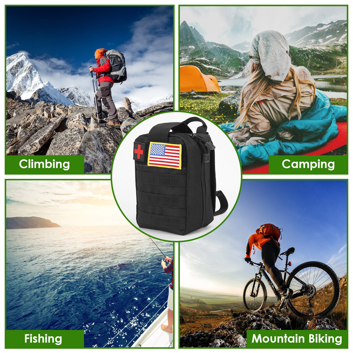 47 Piece Outdoor Survival Gear and Multi Tool Kit with Carry Pouch for Camping and Hiking