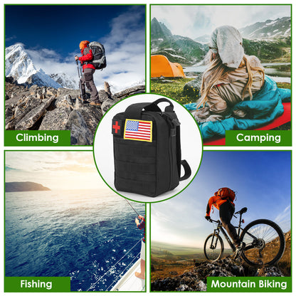 47 Piece Outdoor Survival Gear and Multi Tool Kit with Carry Pouch for Camping and Hiking