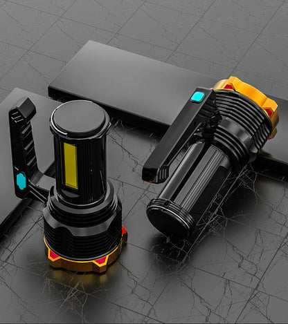 USB Rechargeable LED Flashlight with COB Side Light and Multiple Light Modes for Outdoor and Emergency Use