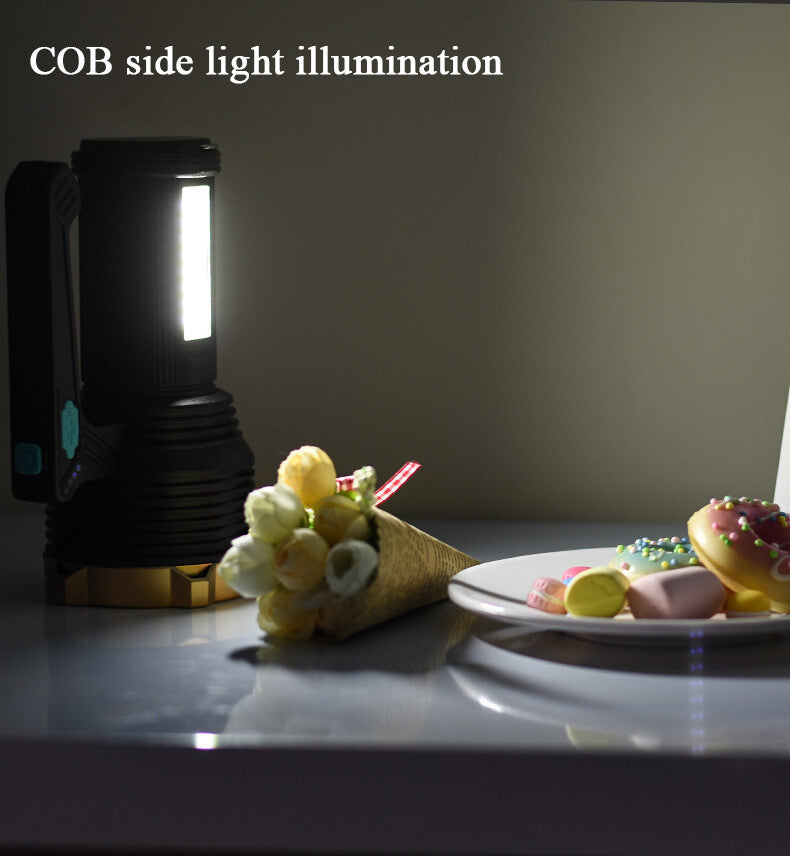 USB Rechargeable LED Flashlight with COB Side Light and Multiple Light Modes for Outdoor and Emergency Use