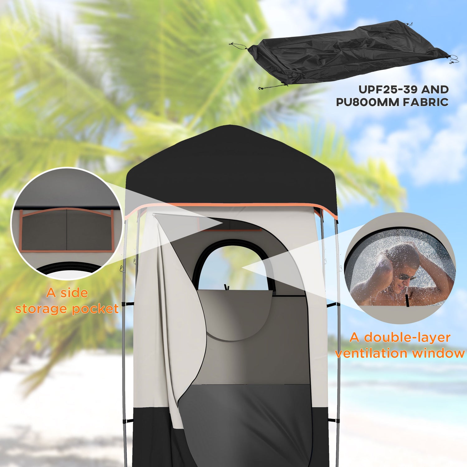 Portable Camping Shower Tent for Privacy, Pop Up Outdoor Changing Shelter