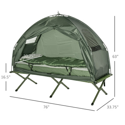 Folding Camping Cot with Air Mattress and Sleeping Bag Portable Outdoor Camping Bed