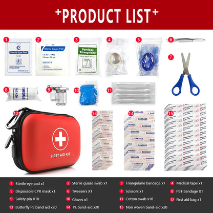 90 Piece Travel First Aid Kit with Portable Case for Camping and Hiking