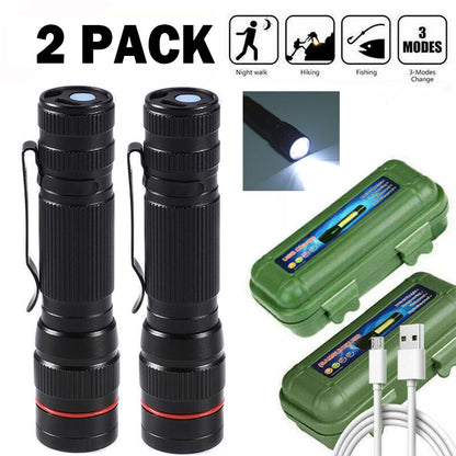USB Rechargeable LED Flashlight with Adjustable Focus and Multiple Light Modes for Outdoor and Emergency Use