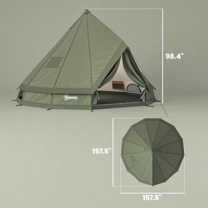 4–6 Person Teepee Camping Tent with Stove Jack and Waterproof Design
