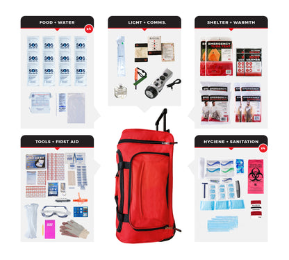 4 Person Comfort Survival Kit with First Aid Supplies