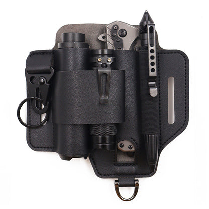 Outdoor Tool Storage Waist Bag with Leather Sheath for Camping and Hiking