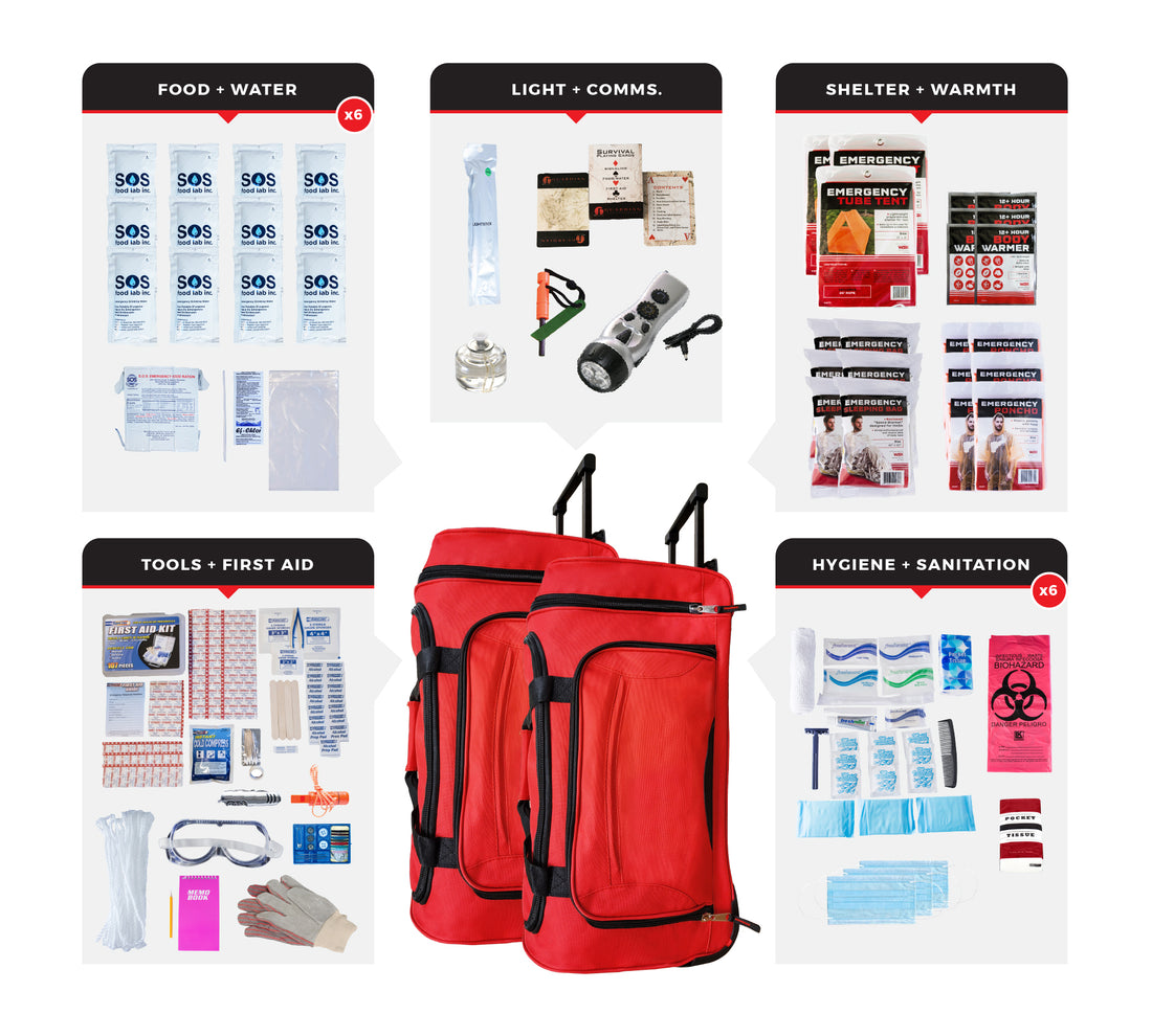 6 Person Comfort Survival Kit with First Aid Supplies