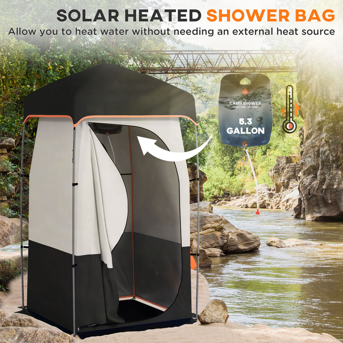 Portable Camping Shower Tent for Privacy, Pop Up Outdoor Changing Shelter