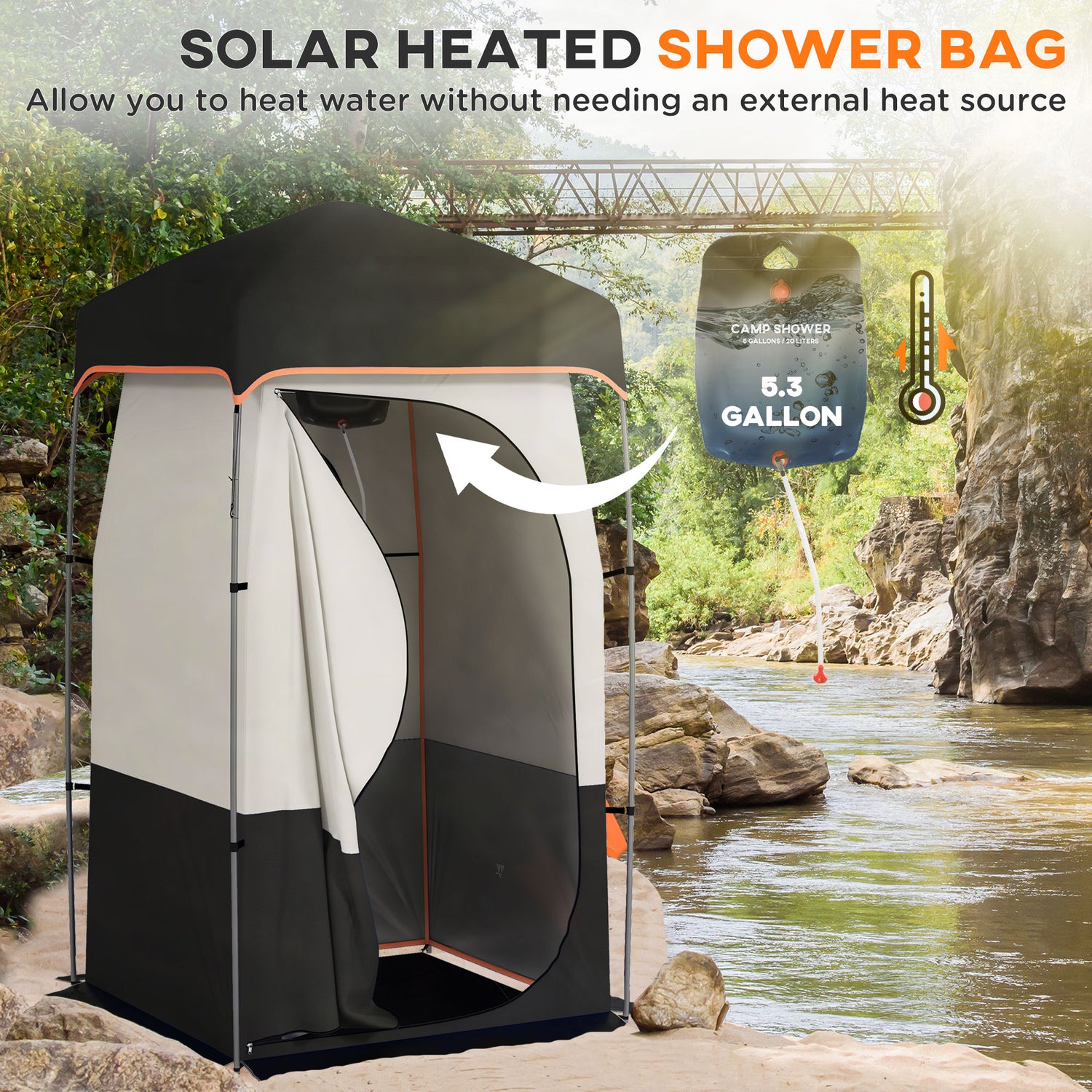 Portable Camping Shower Tent for Privacy, Pop Up Outdoor Changing Shelter