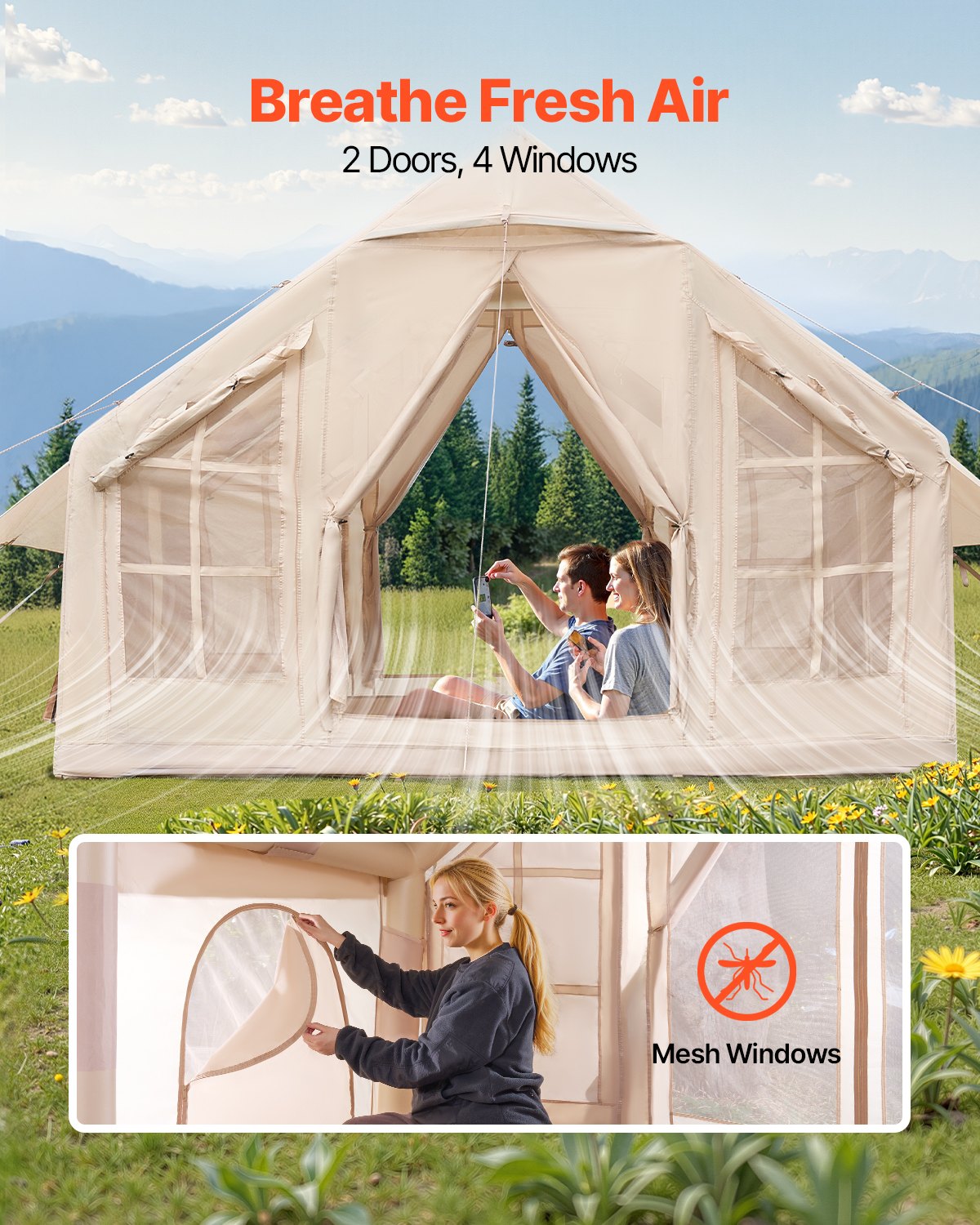 Inflatable Air Camping Tent for 4–6 Person with Pump and Easy Setup
