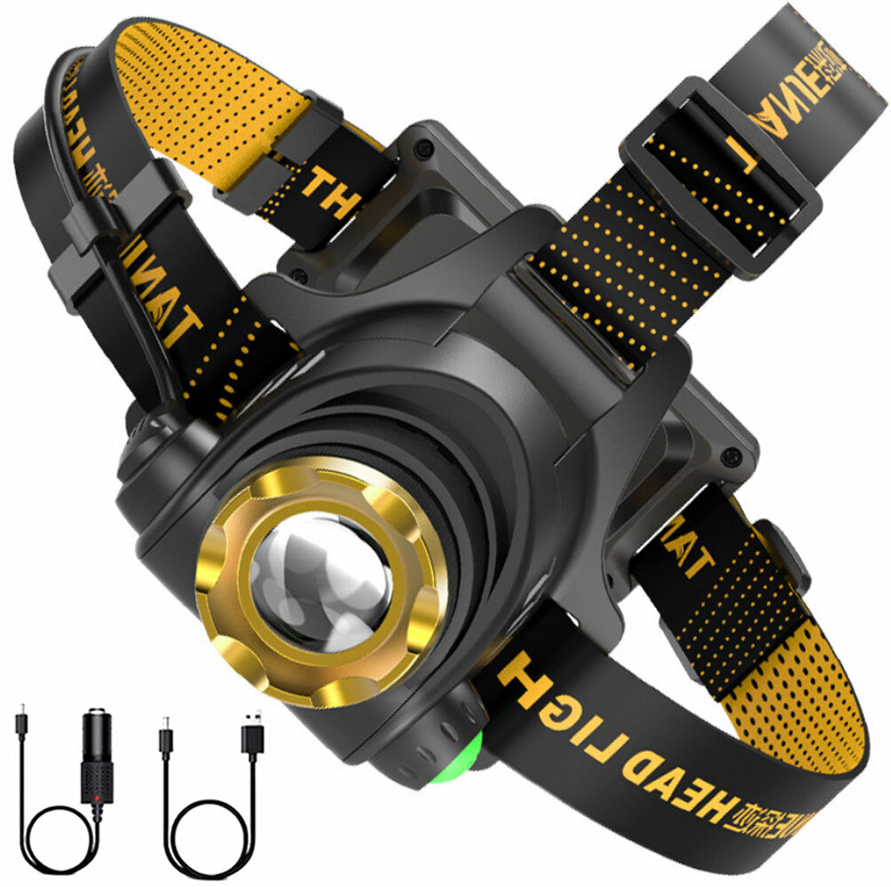 Rechargeable LED Headlamp with Adjustable Focus and 3 Light Modes for Camping and Running