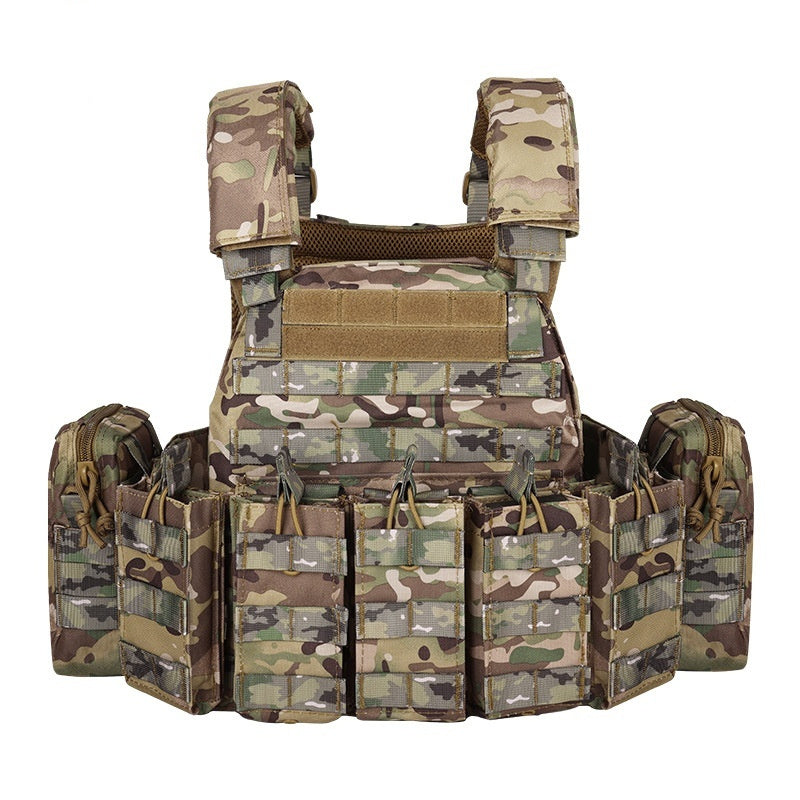 Camouflage Outdoor Utility Vest with Multiple Pockets Breathable 1000D Polyester for Hiking and Camping