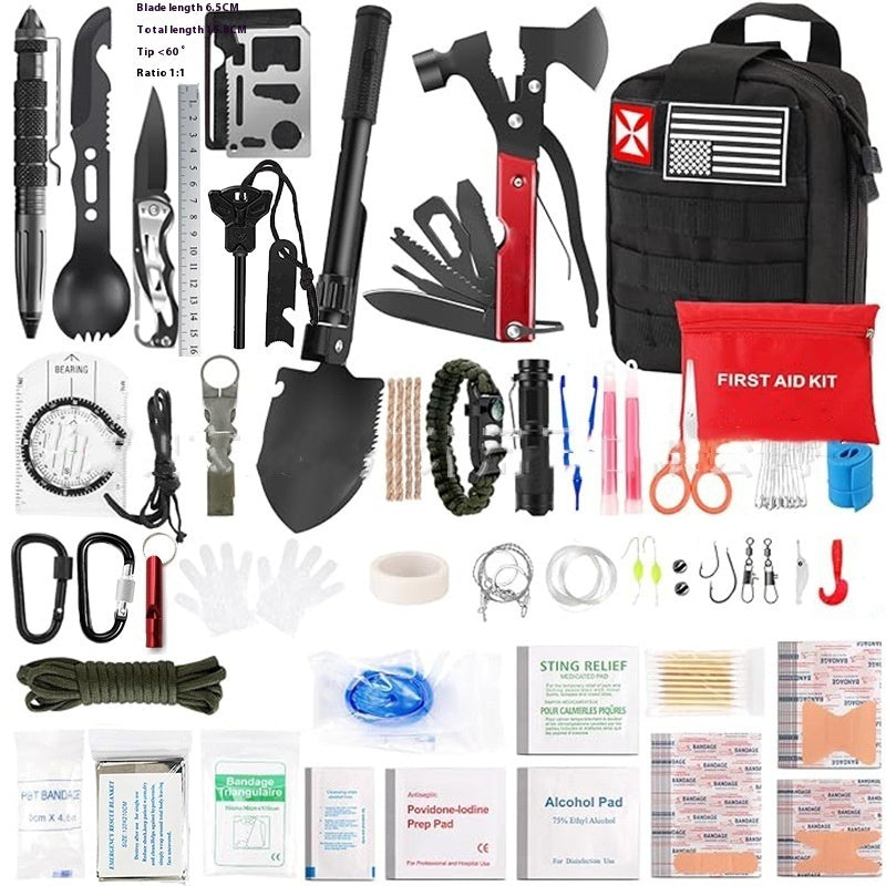 Outdoor Survival Gear and First Aid Kit Compact Emergency Set for Camping, Hiking and Travel