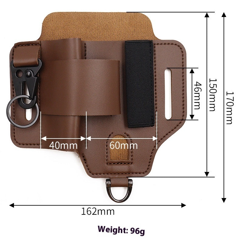 Outdoor Tool Storage Waist Bag with Leather Sheath for Camping and Hiking