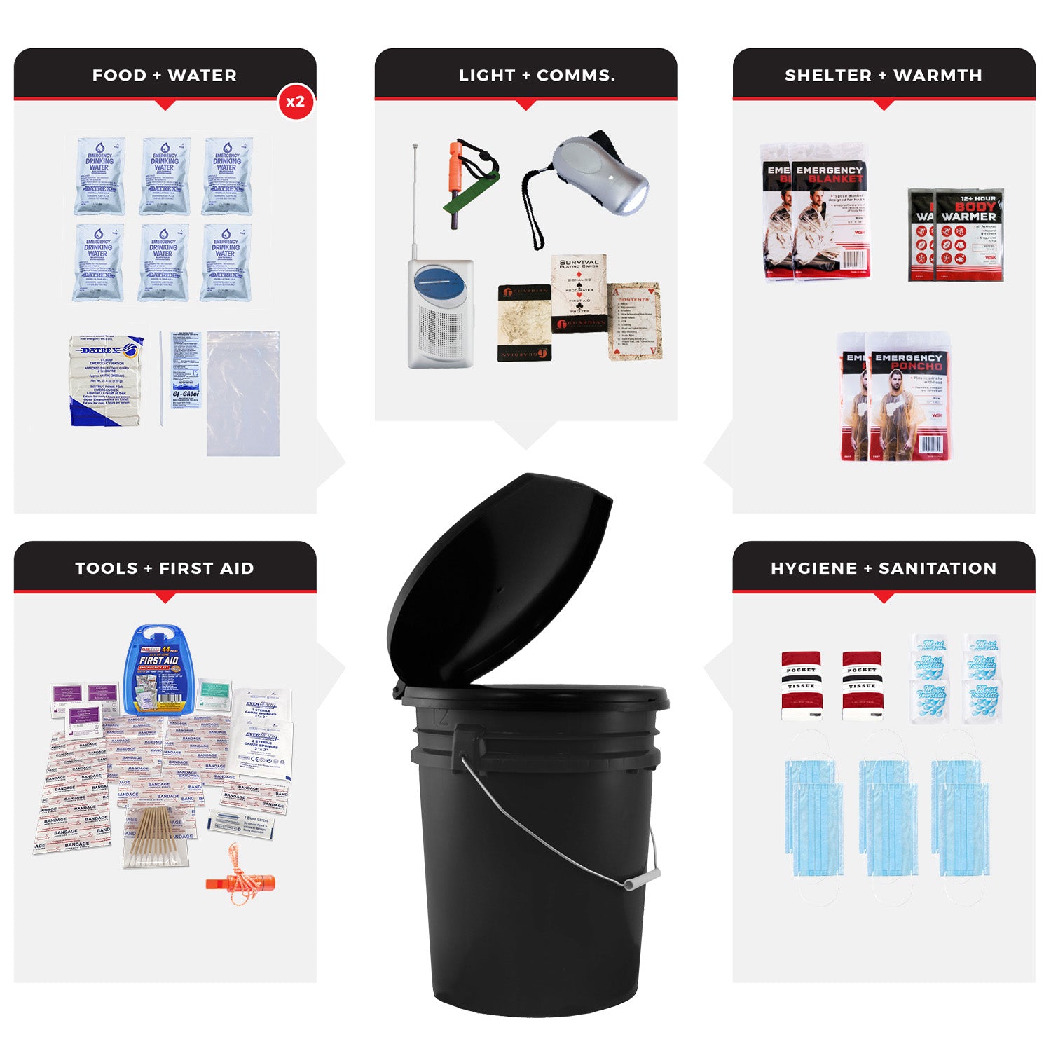 2 Person Necessity Survival Kit with First Aid Supplies
