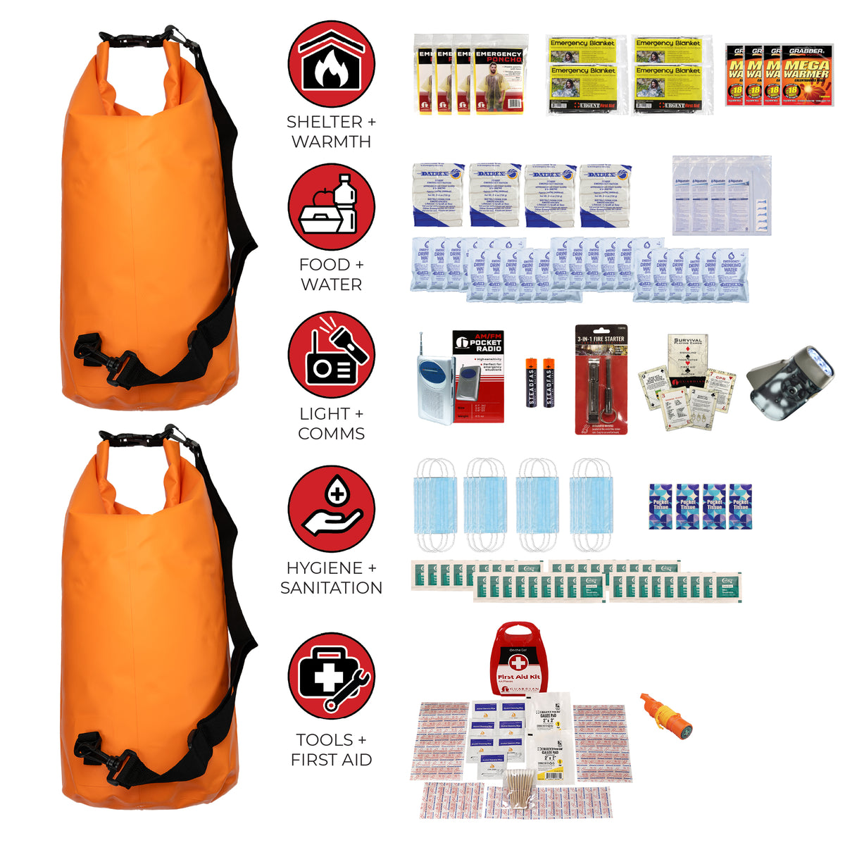 4 Person Necessity Survival Kit with First Aid Supplies