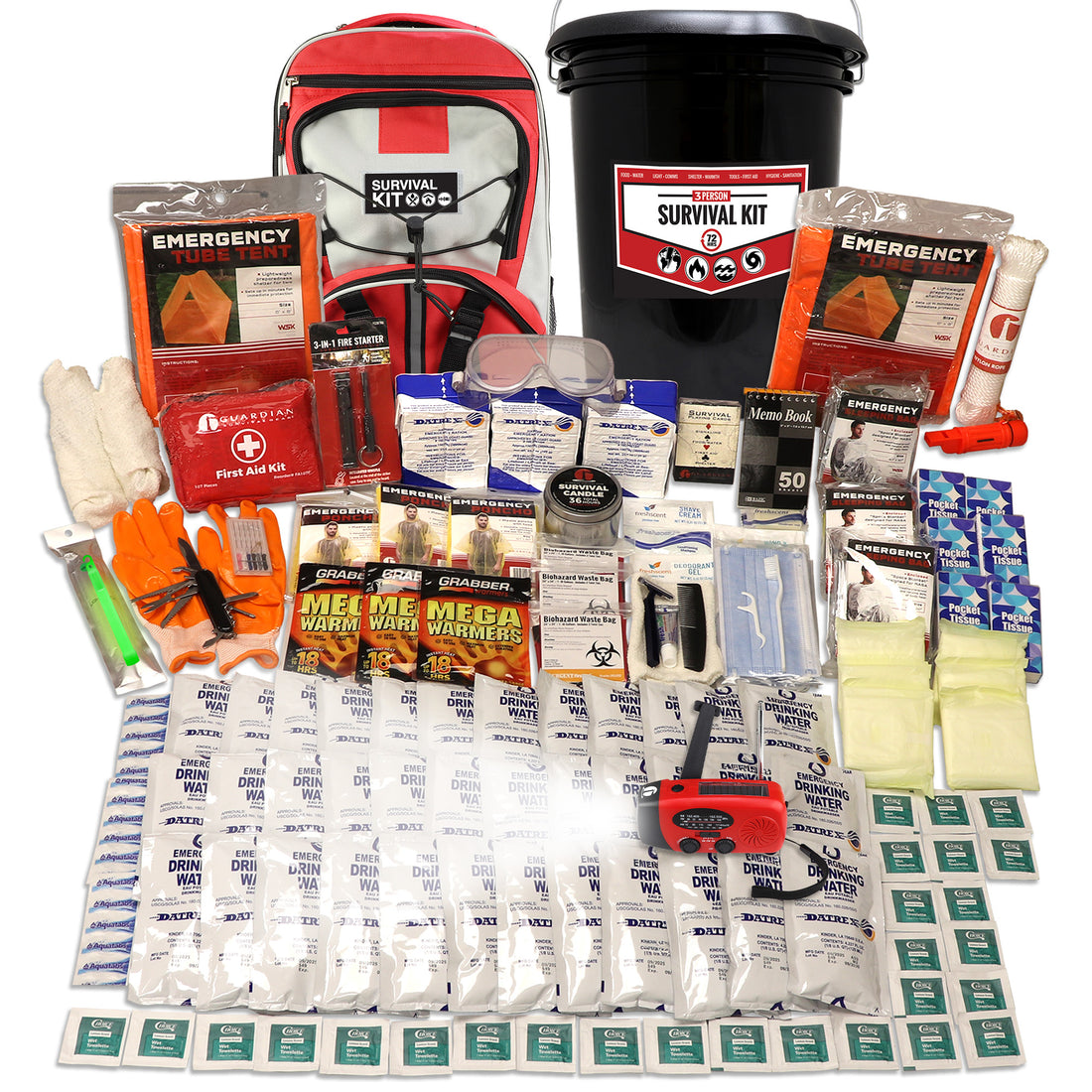 3 Person Comfort Survival Kit with First Aid Supplies