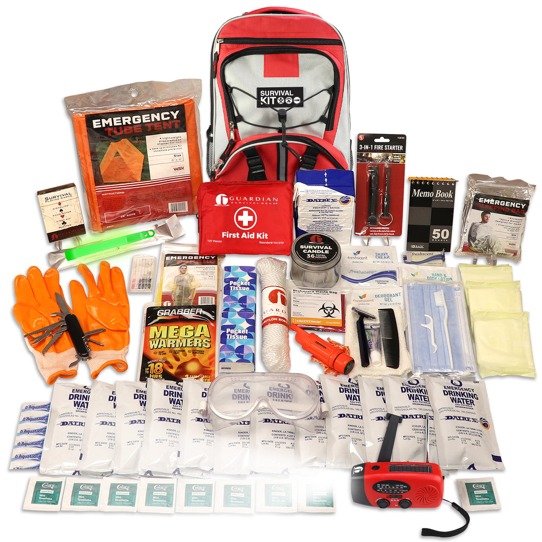 1 Person Comfort Survival Kit with First Aid Supplies