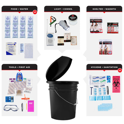 2 Person Essential Survival Kit with First Aid Supplies