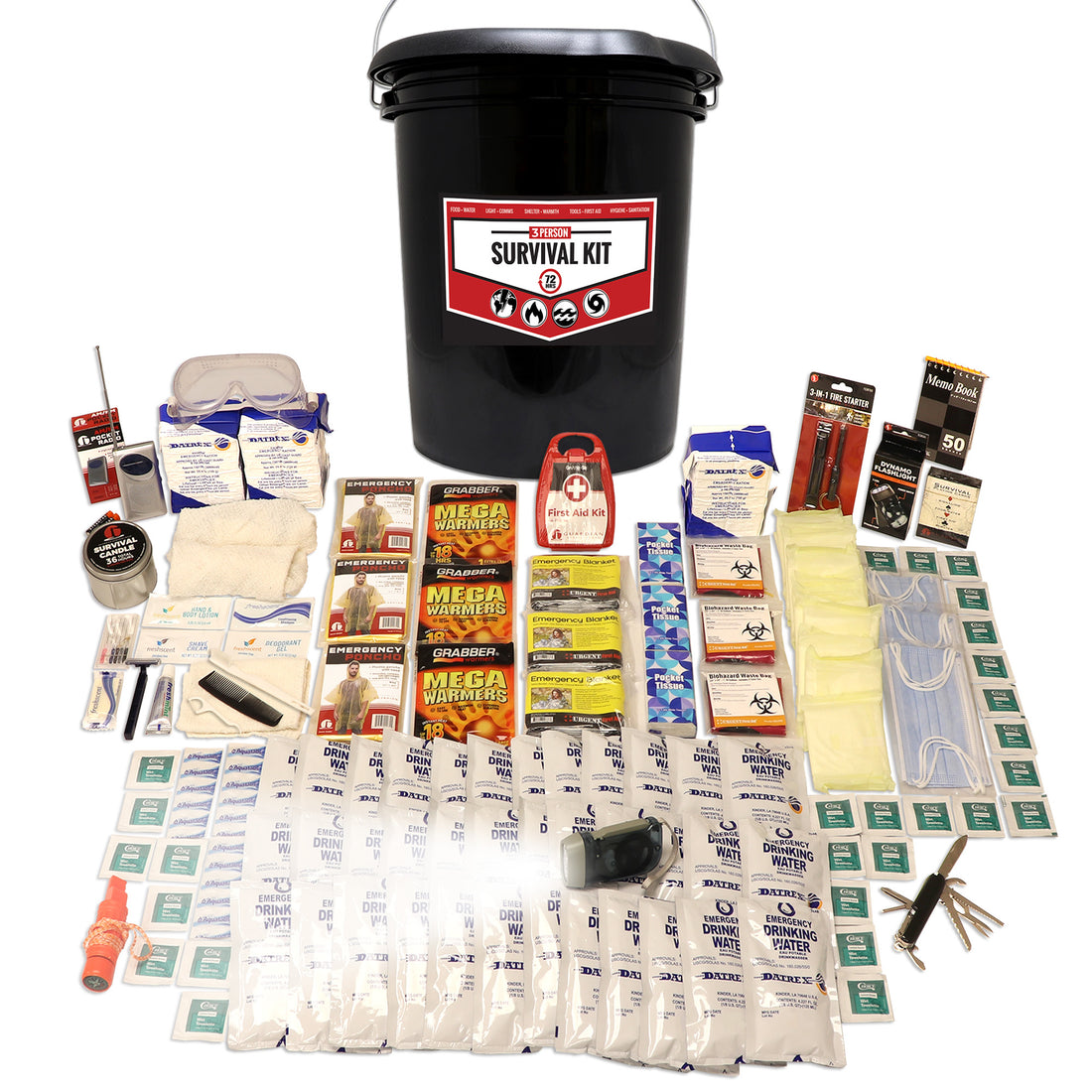 3 Person Essential Survival Kit with First Aid Supplies
