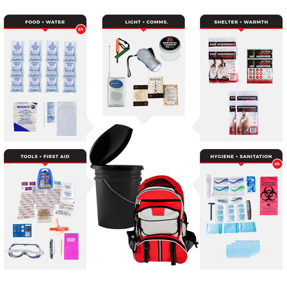 4 Person Essential Survival Kit with First Aid Supplies
