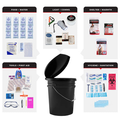 1 Person Essential Survival Kit with First Aid Supplies
