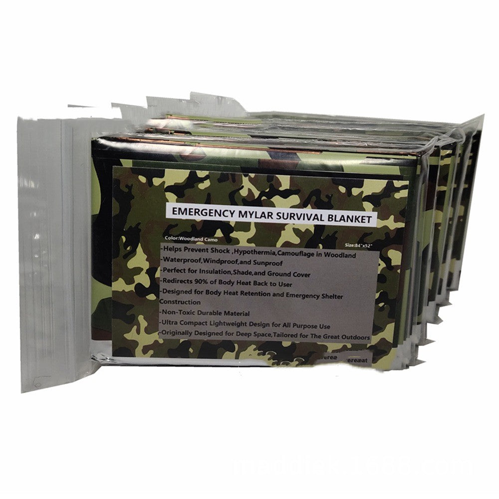 Camouflage Emergency Thermal Blanket 12 Micron PET for Outdoor and Survival Use
