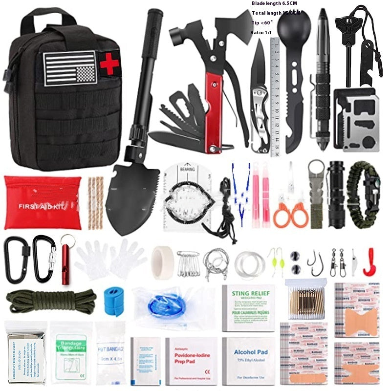 Outdoor Survival Gear and First Aid Kit Compact Emergency Set for Camping, Hiking and Travel