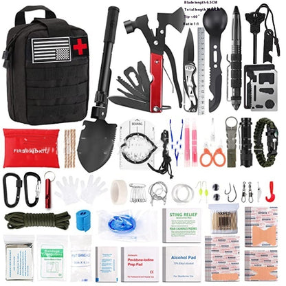 Outdoor Survival Gear and First Aid Kit Compact Emergency Set for Camping, Hiking and Travel