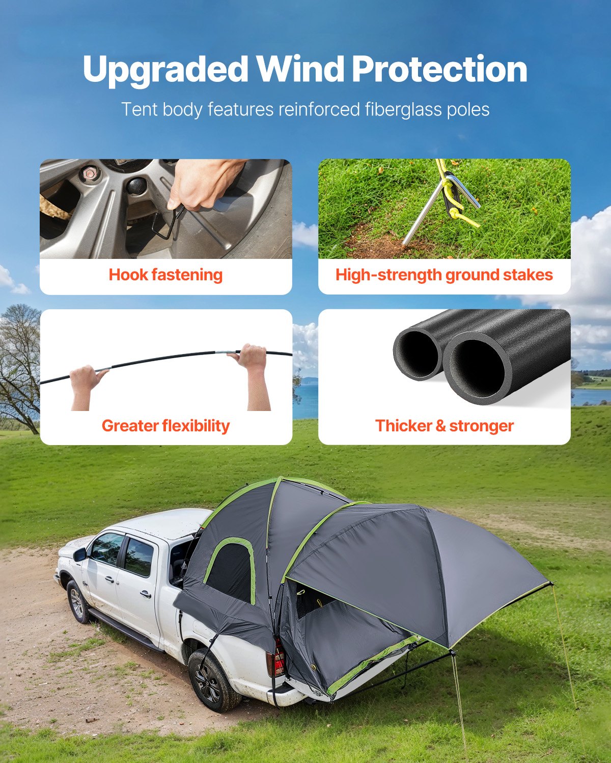 Truck Bed Tent for 8.0–8.2 ft Long Bed Trucks 2–3 Person Camping Tent