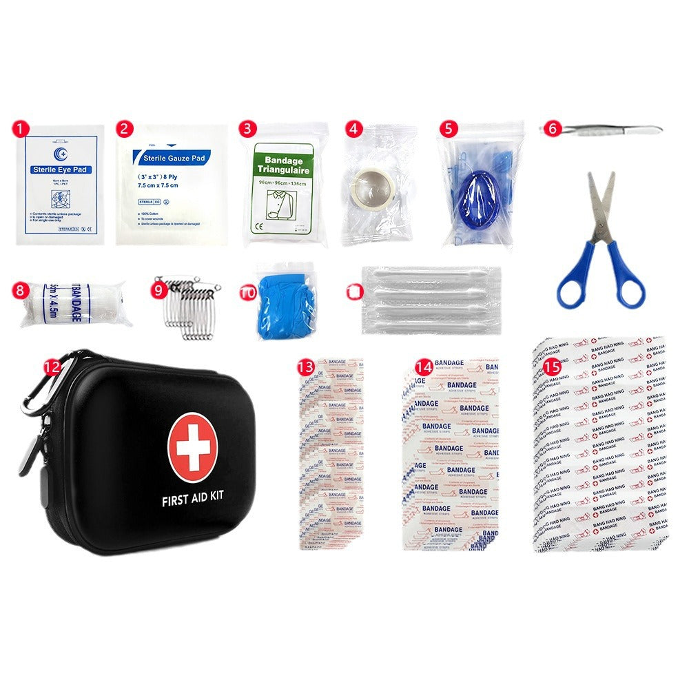 90 Piece Travel First Aid Kit with Portable Case for Camping and Hiking
