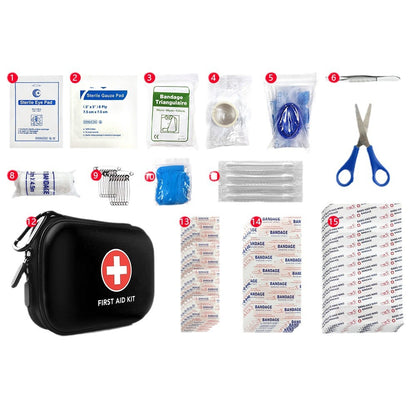 90 Piece Travel First Aid Kit with Portable Case for Camping and Hiking