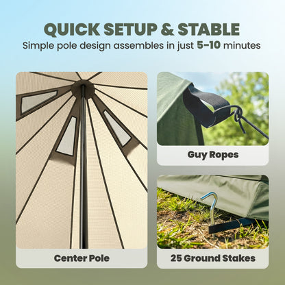 4–6 Person Teepee Camping Tent with Stove Jack and Waterproof Design
