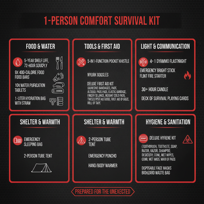 Comfort Survival Kit Contents Infographic