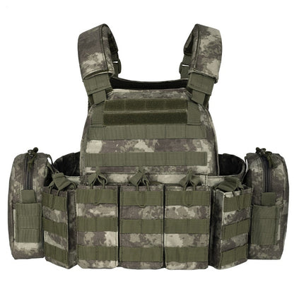 Camouflage Outdoor Utility Vest with Multiple Pockets Breathable 1000D Polyester for Hiking and Camping