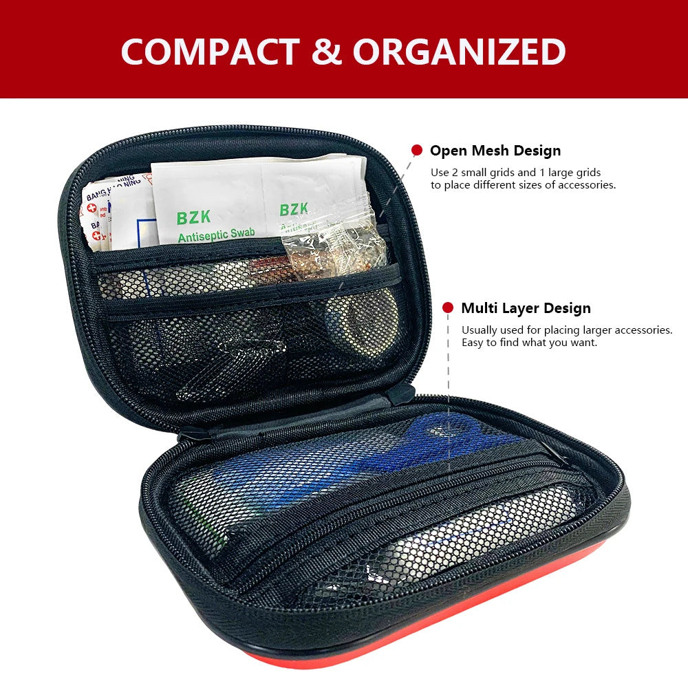 90 Piece Travel First Aid Kit with Portable Case for Camping and Hiking