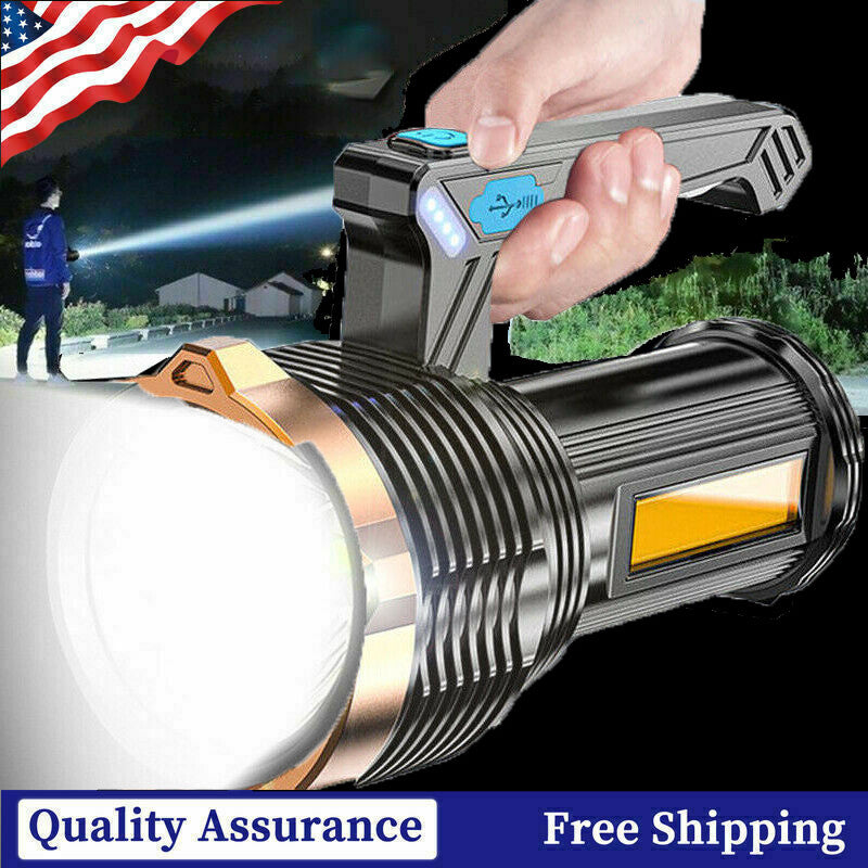 USB Rechargeable LED Flashlight with COB Side Light and Multiple Light Modes for Outdoor and Emergency Use