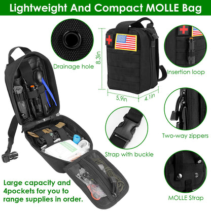 47 Piece Outdoor Survival Gear and Multi Tool Kit with Carry Pouch for Camping and Hiking